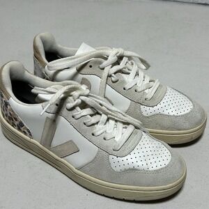 Madewell Veja V-10 Women 7 Sneaker Animal Print Leather Neutral White EUR 38‎